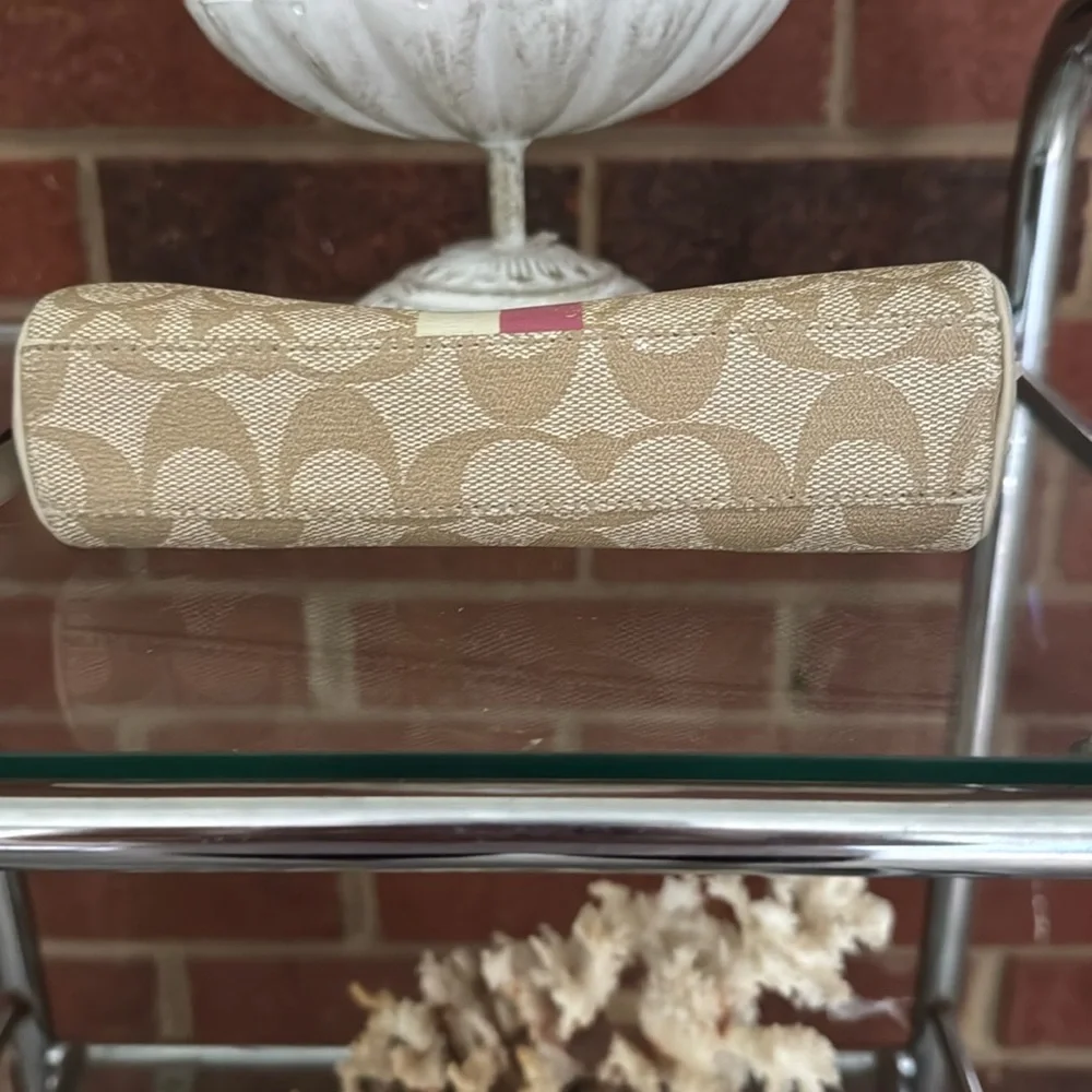 Coach Tan and Pink Wallet with Signature Monogram - Picture 4 of 6